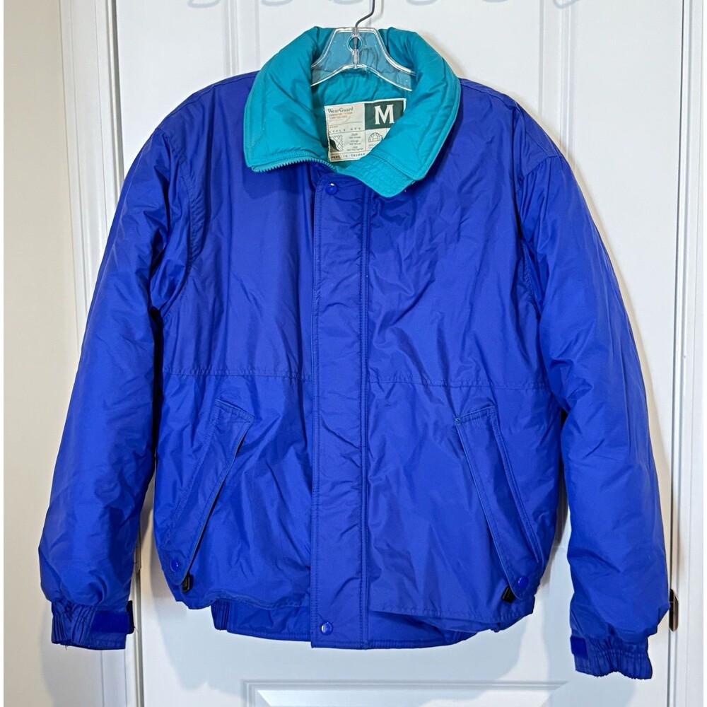 Vintage WearGuard Insulated Jacket Blue Teal Nylon Size M Style 477 Taiwan